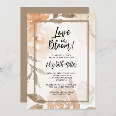 Love in Bloom Peach Floral Bridal Shower Invitations