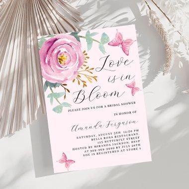 Love in Bloom pink rose butterfly