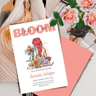 Love in Bloom Pink Wildflower Floral Bridal Shower Invitations