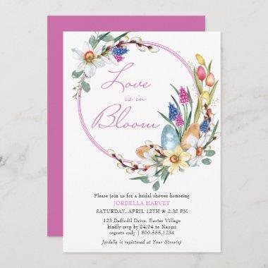 Love in Bloom Spring Floral Wreath Bridal Shower Invitations
