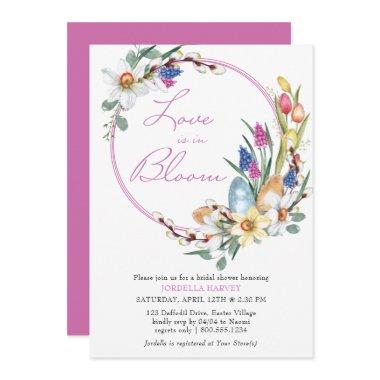 Love in Bloom Spring Floral Wreath Bridal Shower Invitations