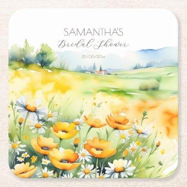Love in bloom spring summer  favors square paper coaster