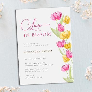 Love in Bloom Tulips Calligraphy Bridal Shower Invitations