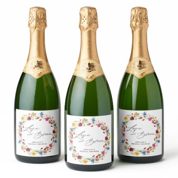 Love in Bloom Wildflower  Custom Sparkling Wine Label