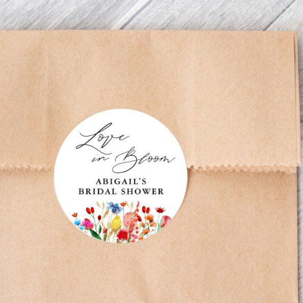 Love in Bloom Wildflower Bridal Shower Favor Classic Round Sticker