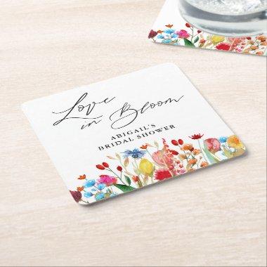 Love in Bloom Wildflower  Favor Square Paper Coaster