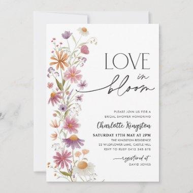 Love In Bloom Wildflower Bridal Shower Pink Floral Invitations