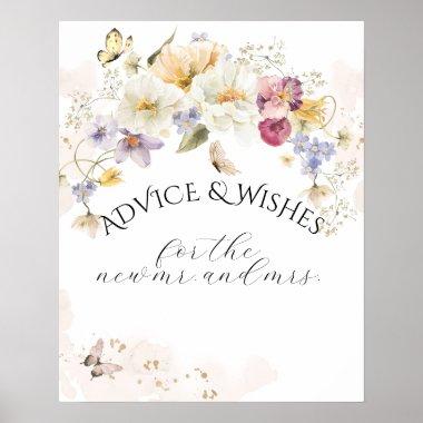 Love in bloom Wildflower Rustic Bridal Game Wishes Poster