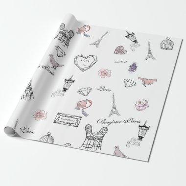 Love in Peris Bohemian Chic Floral Boho Girl Wrapping Paper