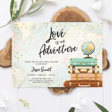 Love is a Adventure Journey Travel Bridal Shower Invitations