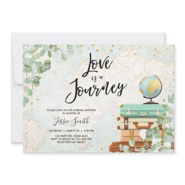 Love is a Journey Eucalyptus Travel Bridal Shower Invitations