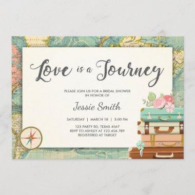Love is a Journey Travel Bridal shower Invitations