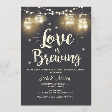 Love is brewing bbq rehearsal bridal shower Invitations