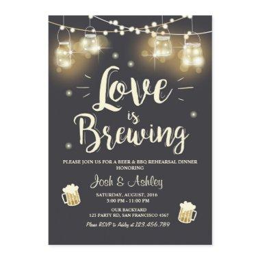 Love is brewing bbq rehearsal bridal shower Invitations