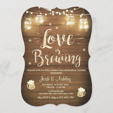 Love is brewing bbq rehearsal bridal shower Wood Invitations