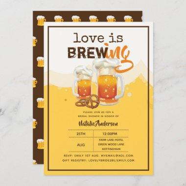 Love Is Brewing BEER Bridal Couples Shower Modern Invitations
