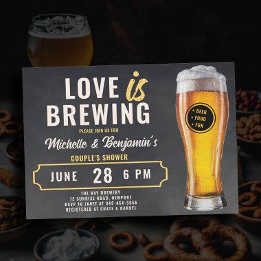 Love is Brewing Beer Couple's Coed Shower Chalk Invitations