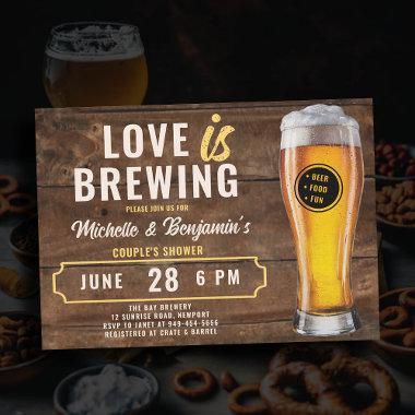 Love is Brewing Beer Couple's Coed Shower Wood Invitations