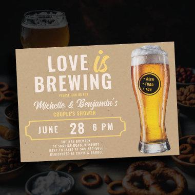 Love is Brewing Beer Theme Couple's Coed Shower Invitations