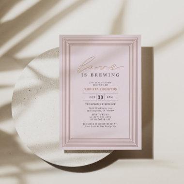 Love is Brewing Bridal Shower Blush Rose Gold Foil Invitations