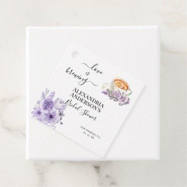 Love Is Brewing Bridal Shower Floral Orchid Favor Tags