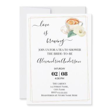 Love Is Brewing Bridal Shower Greenery Calla Lily Invitations