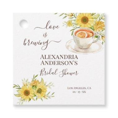 Love Is Brewing Bridal Shower Greenery Sunflower Favor Tags