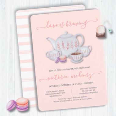 Love is brewing Bridal Shower Tea & Cookies Invita Invitations