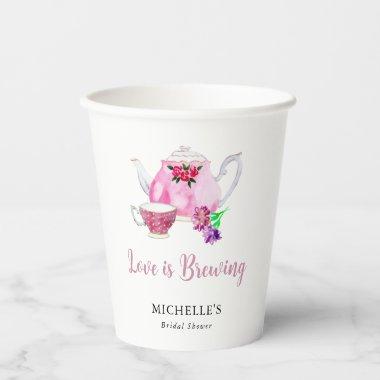 Love is Brewing Bridal Shower Tea Party Paper Cups