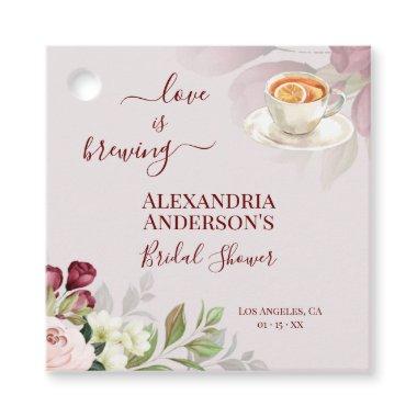 Love Is Brewing Bridal Shower Watercolor Floral Fa Favor Tags