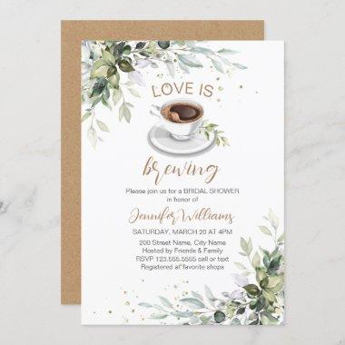 Love is brewing Coffee Bar Party Bridal Shower Invitations