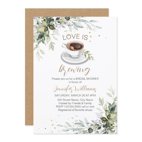 Love is brewing Coffee Bar Party Bridal Shower Invitations