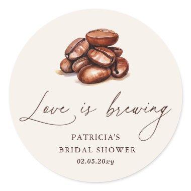 Love is Brewing Coffee Beans  Classic Round Sticker