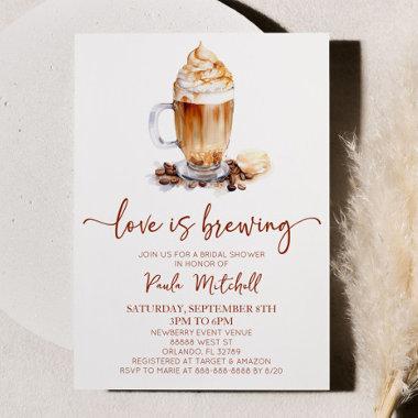 Love Is Brewing Coffee Beans Bridal Shower Invitations