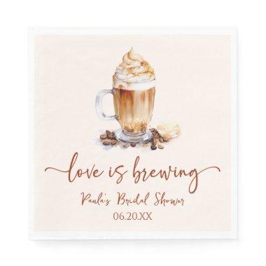 Love Is Brewing Coffee Beans Bridal Shower Napkins