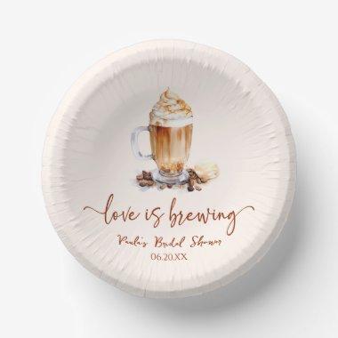 Love Is Brewing Coffee Beans Bridal Shower Paper Bowls