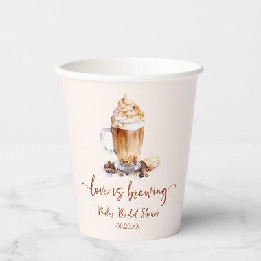 Love Is Brewing Coffee Beans Bridal Shower Paper Cups