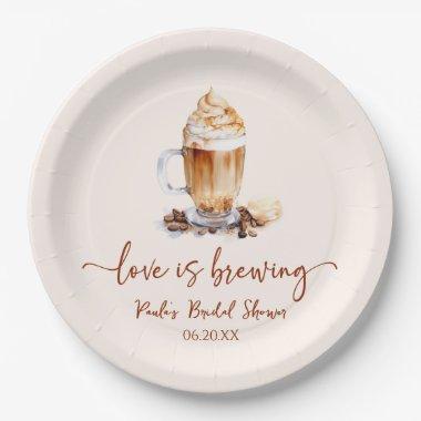Love Is Brewing Coffee Beans Bridal Shower Paper Plates