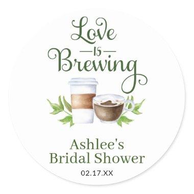 Love is Brewing Coffee Bridal Shower Favor Sticker