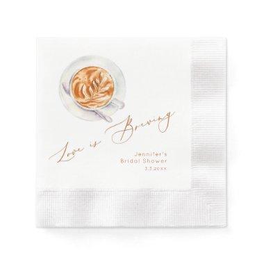Love is brewing coffee bridal shower napkins