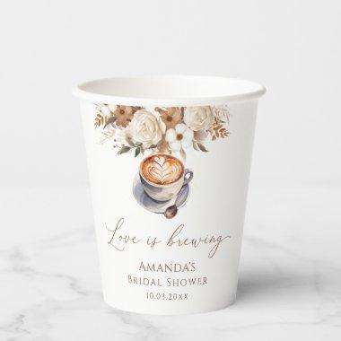 Love Is Brewing Coffee Bridal Shower Paper Cups