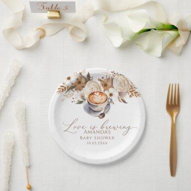 Love Is Brewing Coffee Bridal Shower Paper Plates