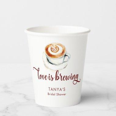 Love is Brewing Coffee  Script Paper Cups