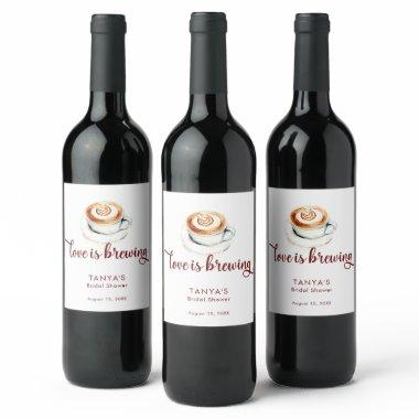 Love is Brewing Coffee  Script Wine Label