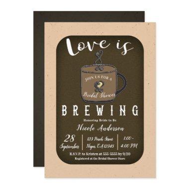 LOVE IS BREWING Coffee Cafe Shop Bridal Shower Invitations