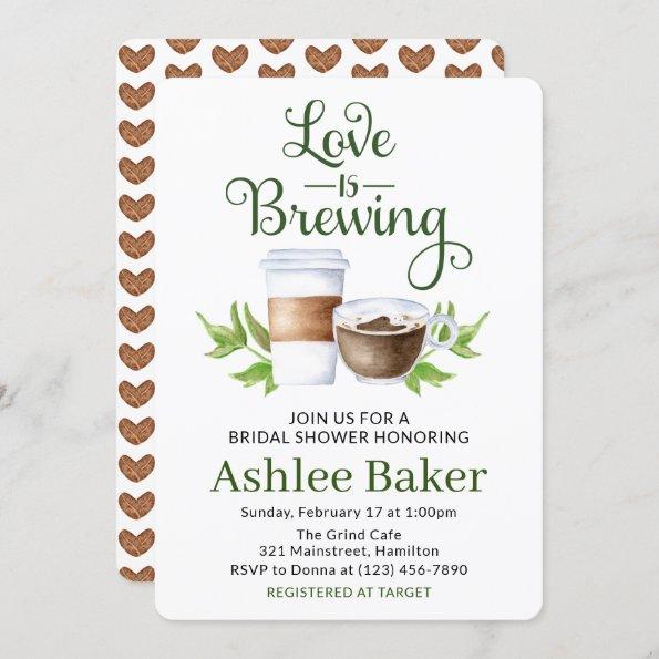 Love is Brewing Coffee Cup Bridal Shower Invitations