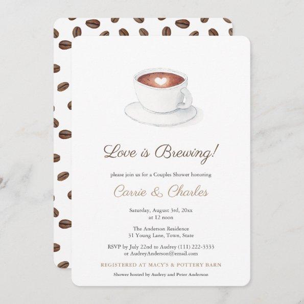 Love is Brewing Coffee Cup Wedding Shower Invitations