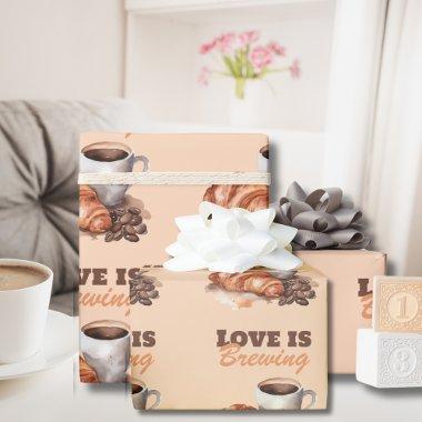 Love is Brewing Coffee French  Wrapping Paper
