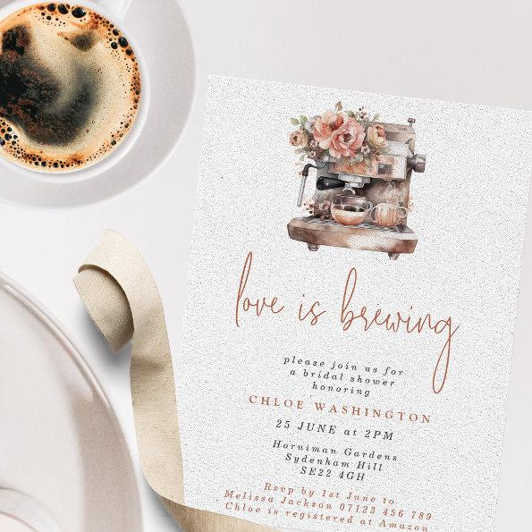 Love is Brewing Coffee Machine Bridal Shower Invitations