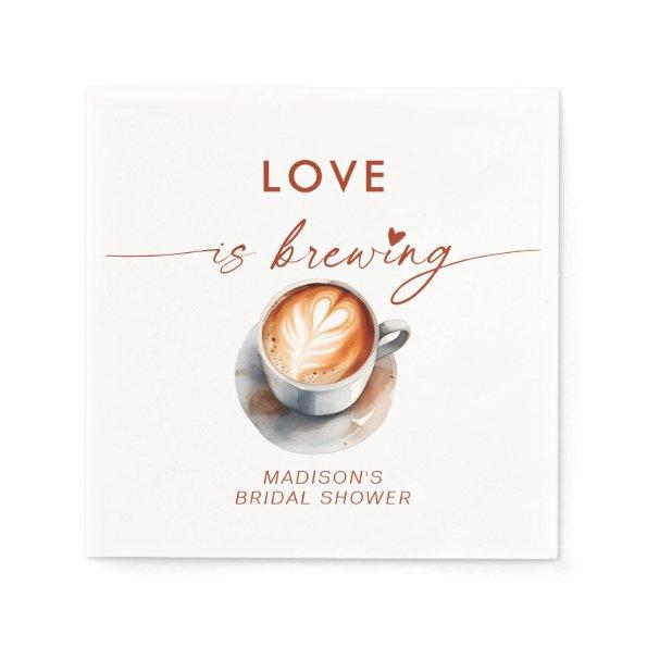 Love Is Brewing Coffee Themed Bridal Shower Napkins